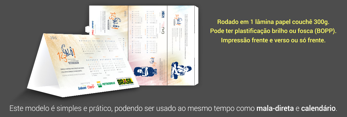Calendário de Mesa Modelo Mala Direta